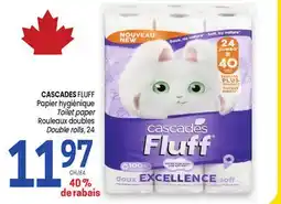 Uniprix CASCADES FLUFF Papier hygiénique/Toilet paper, Rouleaux doubles/Double rolls offer