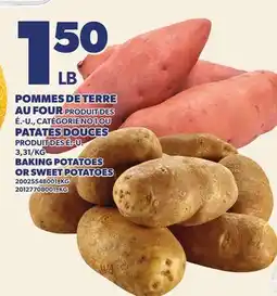 Provigo POMMES DE TERRE AU FOUR OU PATATES DOUCES | BAKING POTATOES OR SWEET POTATOES offer