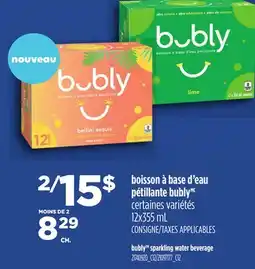 Provigo BOISSON À BASE DE EAU PÉTILLANTE BUBLY, 12X355 ML| BUBLY SPARKLING WATER BEVERAGE offer