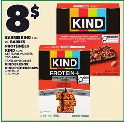 Provigo BARRES KIND, 5 UN. OU PROTÉINÉES KIND, 4 UN., 200-248 G | KIND BARS OR KIND PROTEIN BARS offer