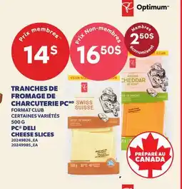 Provigo TRANCHES DE FROMAGE DE CHARCUTERIE PC, 500 G | PC DELI CHEESE SLICES offer