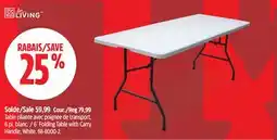 Canadian Tire For Living 6' Folding Table with Carry Handle, White offer