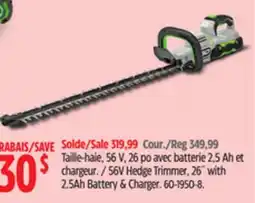 Canadian Tire EGO 56V Hedge Trimmer, 26 with 2.5Ah Battery & Charger offer