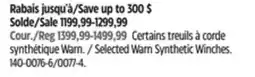 Canadian Tire Selected Warn Synthetic Winches offer