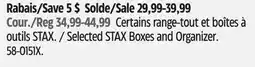 Canadian Tire Mastercraft Selected STAX Boxes and Organizer offer