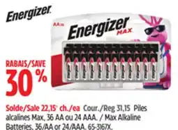 Canadian Tire Max Alkaline Batteries, 36/AA or 24/AAA offer