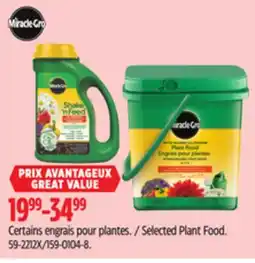 Canadian Tire Miracle Gro Selected Plant Food offer