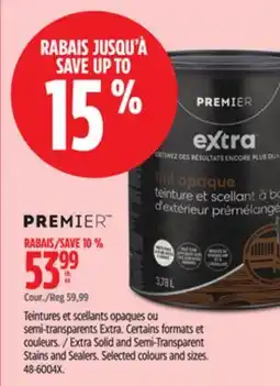 Canadian Tire PREMIER Extra Solid and Semi-Transparent Stains and Sealers offer