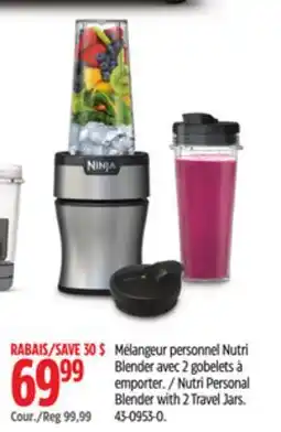 Canadian Tire Nutri Personal Blender with 2 Travel Jars Ninja offer