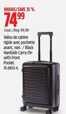 Canadian Tire Black Hardside Carry-On with Front Pocket offer