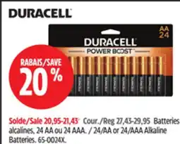 Canadian Tire Duracell 24/AA or 24/AAA Alkaline Batteries offer