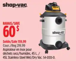 Canadian Tire Shop-vac 45L Stainless-Steel Wet/Dry Vac offer