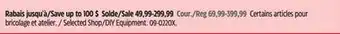 Canadian Tire Selected Shop/DIY Equipment offer