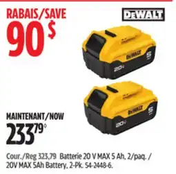 Canadian Tire Dewalt 20V MAX 5Ah Battery offer