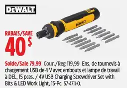 Canadian Tire DEWALT 4V USB Charging Screwdriver Set with Bits & LED Work Light offer