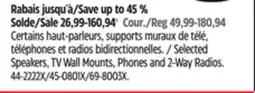 Canadian Tire Selected Speakers, TV Wall Mounts, Phones and 2-Way Radios offer