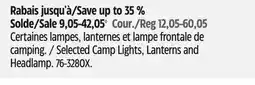 Canadian Tire Selected Camp Lights, Lanterns and Headlamp offer