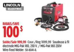 Canadian Tire Lincoln Electric MIG-Pak 180 230V Wire-Feed Welder offer