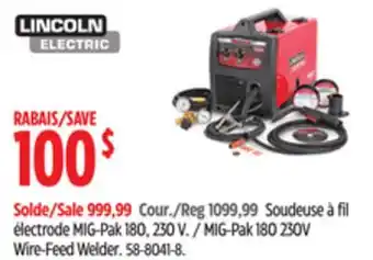 Canadian Tire Lincoln Electric MIG-Pak 180 230V Wire-Feed Welder offer