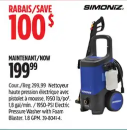 Canadian Tire SIMONIZ 1950-PSI Electric Pressure Washer with Foam Blaster offer