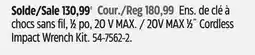 Canadian Tire 20V MAX 1⁄2˝ Cordless Impact Wrench Kit offer