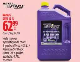 Canadian Tire Royal Purple Premium Synthetic Motor Oil offer