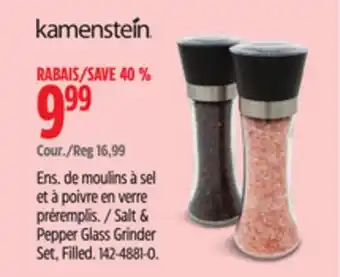 Canadian Tire Kamenstein Salt & Pepper Glass Grinder Set offer