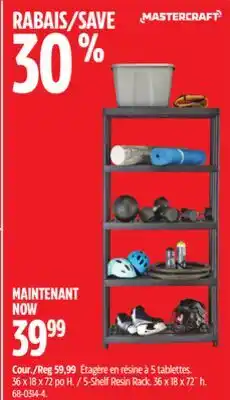 Canadian Tire 5-Shelf Resin Rack. 36 x 18 x 72˝ h offer