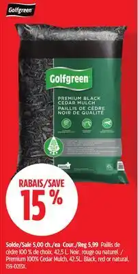 Canadian Tire Premium 100% Cedar Mulch, 42.5L. Black, red or natural. Golfgreen offer