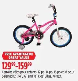 Canadian Tire Selected 12˝, 14˝, 16˝ and 18˝ Kids' Bikes offer