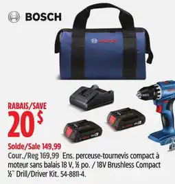 Canadian Tire Bosch 18V Brushless Compact 1⁄2˝ Drill/Driver Kit offer