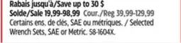 Canadian Tire Selected Wrench Sets, SAE or Metric. Mastercraft offer