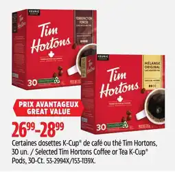 Canadian Tire Tim Hortons Coffee or Tea K-Cup Pods, 30-Ct offer