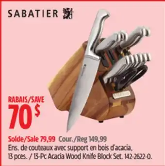 Canadian Tire Sabatier 13-Pc Acacia Wood Knife Block Set offer