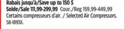 Canadian Tire Mastercraft Selected Air Compressors offer