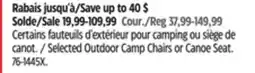 Canadian Tire Selected Outdoor Camp Chairs or Canoe Seat offer