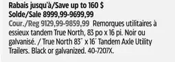 Canadian Tire True North 83˝ x 16´ Tandem Axle Utility Trailers offer