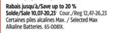 Canadian Tire Energizer Selected Max Alkaline Batteries offer