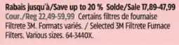 Canadian Tire Selected 3M Filtrete Furnace Filters offer