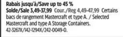 Canadian Tire Selected Mastercraft and type A Storage Containers offer
