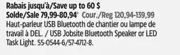 Canadian Tire USB Jobsite Bluetooth Speaker or LED Task Light offer