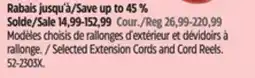 Canadian Tire Selected Extension Cords and Cord Reels offer