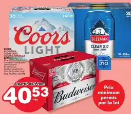 Marches Tradition BUDWEISER, COORS LIGHT OR SLEEMAN 2.0 BEER offer