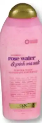 Familiprix OGX sensitive rose water & pink sea salt scrub & wash offer