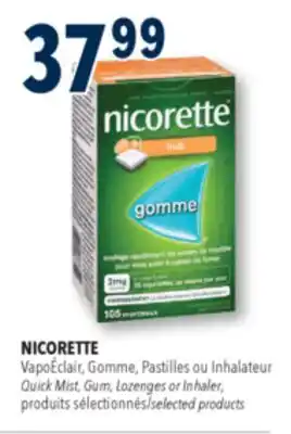 Familiprix Nicorette stop smoking nicotine 2mg gum Fresh Fruit 105un offer