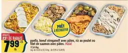 Marché Adonis PAELLA, BŒUF STROGANOFF AVEC PÂTES, RIZ AU POULET OU FILET DE SAUMON AVEC PÂTES offer