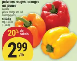 Marché Adonis POIVRONS ROUGES, ORANGES OU JAUNES | YELLOW, ORANGE AND RED SWEET PEPPERS offer