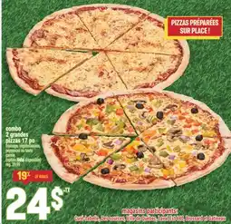 Marché Adonis COMBO 2 GRANDES PIZZAS 17 PO | FROMAGE, VÉGÉTARIENNES, PEPPERONI OU TOUTE GARNIE offer