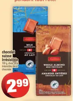 Super C chocolat suisse Irrésistible | Irrésistible swiss chocolate offer