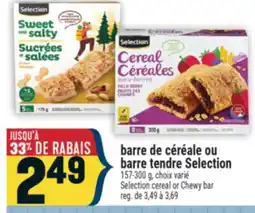Marché Adonis BARRE DE CÉRÉALE OU BARRE TENDRE SELECTION | SELECTION CEREAL OR CHEWY BAR offer